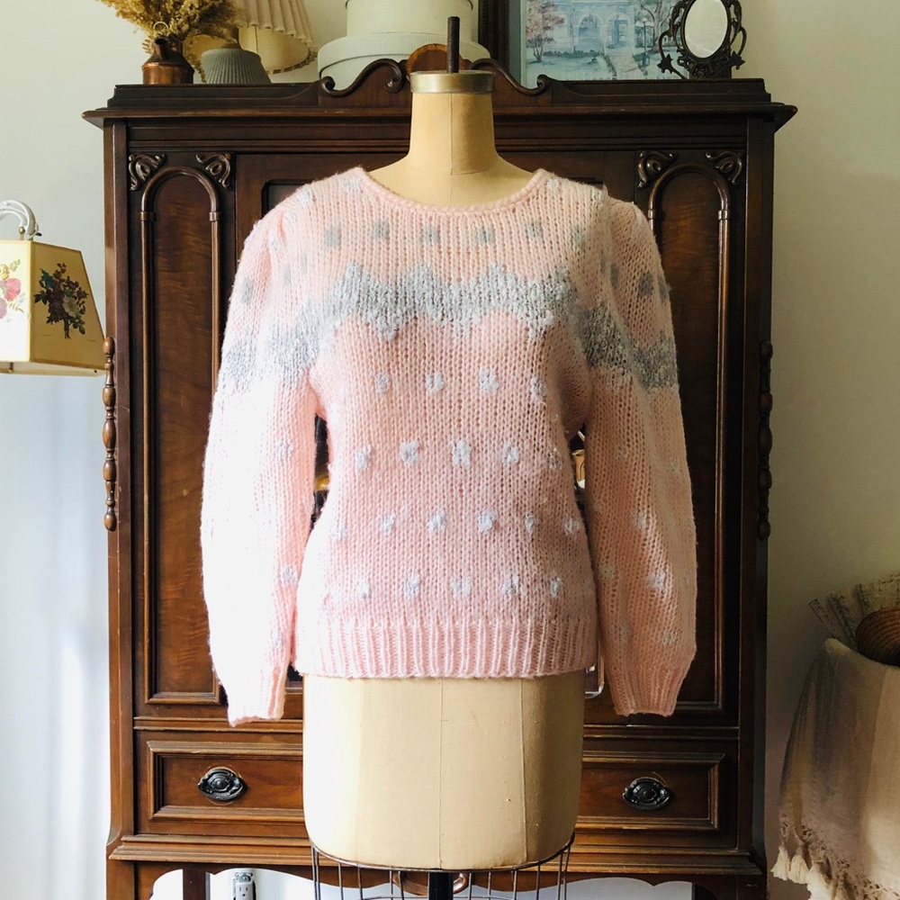 VINTAGE 80s Pastel Cable Knit Sweater - Picture 10 of 10
